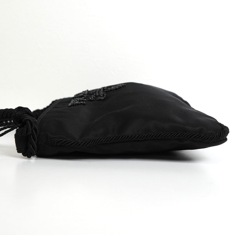 プラダ テスート ポコノ ナイロン ビーズ タッセル ミニ ショルダーバッグ ポシェット ブラック