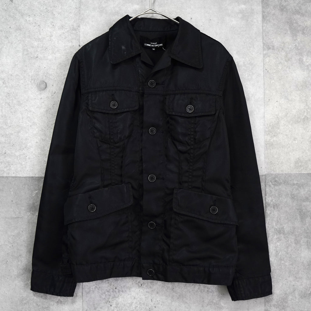 トリコ コムデギャルソン 2002年製 光沢 トラッカージャケット ブラック