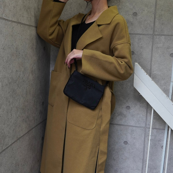 プラダ テスート ポコノ ナイロン ビーズ タッセル ミニ ショルダーバッグ ポシェット ブラック