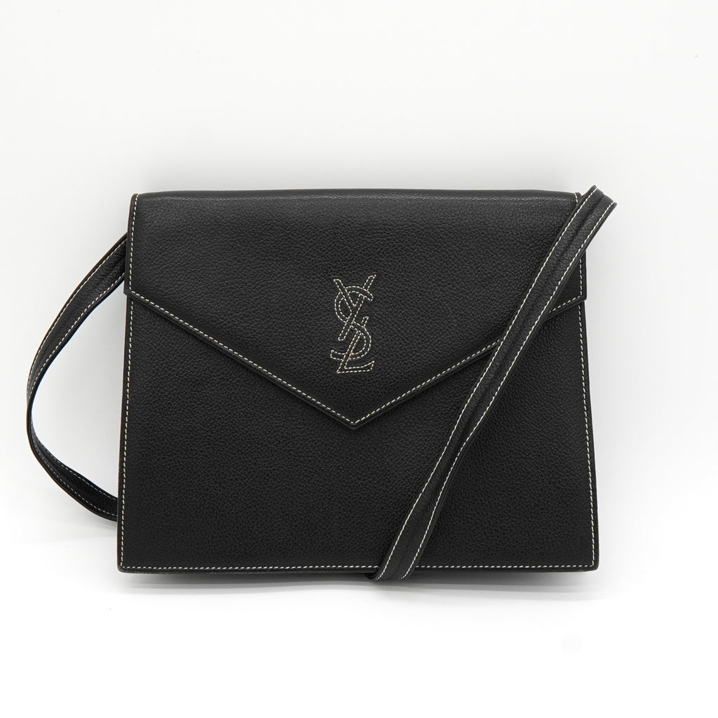 サンローラン YSLロゴ ステッチ ショルダーバッグ ブラック
