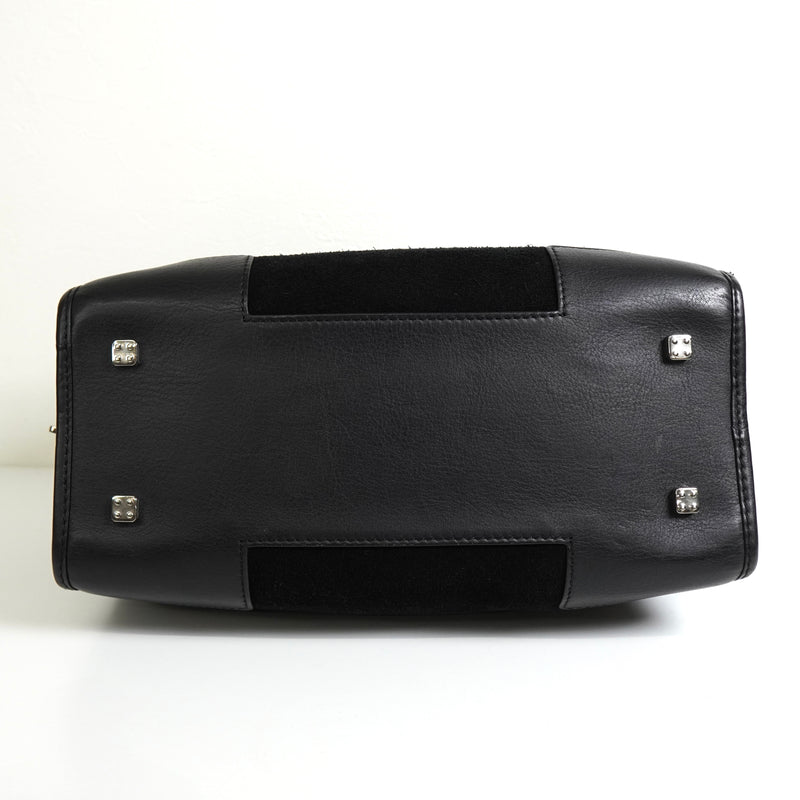 ロエベ アマソナ28 スエード / レザー ハンドバッグ ブラック