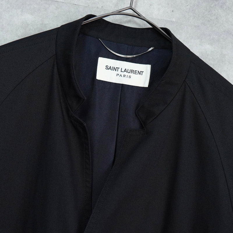 サンローラン パリ マオカラー ロングコート ブラック