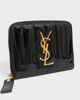 サンローラン YSLロゴ エナメル キルティング ラウンドファスナー財布 ブラック