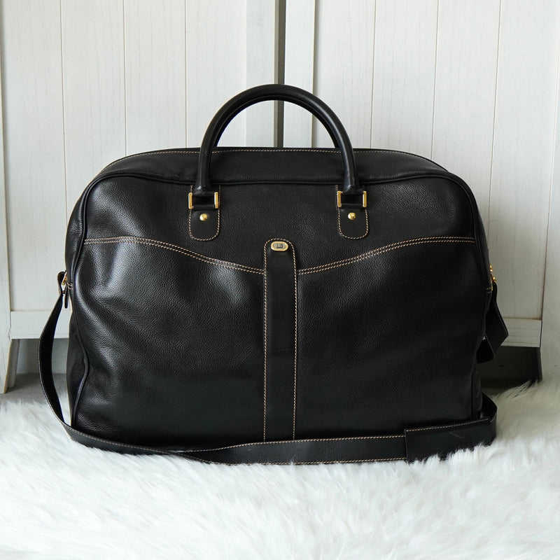 Dunhill Leather 2-Way Boston Bag in Black