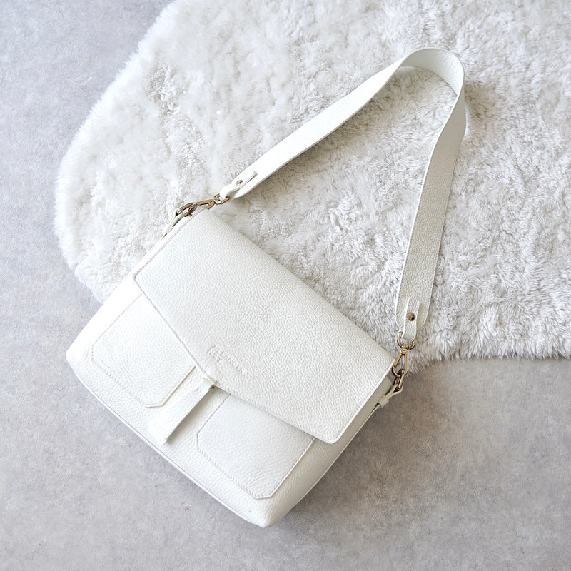 White Leather One Shoulder Bag｜Made in Spain
