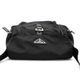 プラダ トライアングルロゴ テスート / レザー ショルダーバッグ ブラック