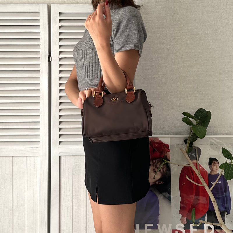 Logo Embroidery Nylon Mini Boston Bag