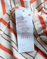 マルニ 筆記体ロゴ ボーダー オーバーサイズ Tシャツ ホワイト マルチカラー オレンジ M メンズ レディース
