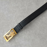 セリーヌ ヴィンテージ サルキー 輪馬車 GP バックル レザー ベルト ネイビー / ゴールド レディース