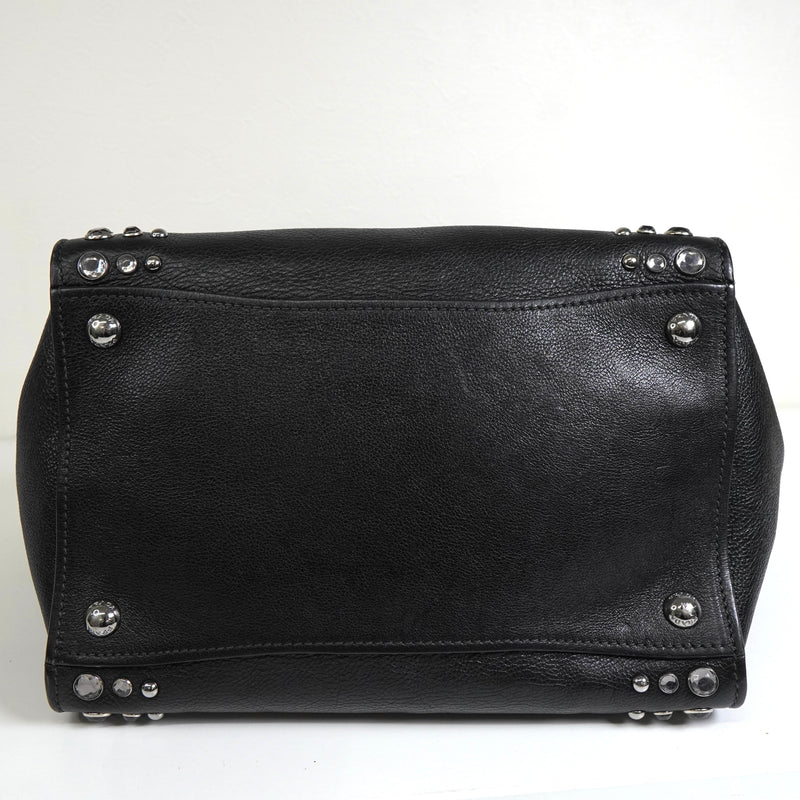 プラダ レザー ビジュー スタッズ 2way ハンドバッグ ショルダーバッグ ブラック