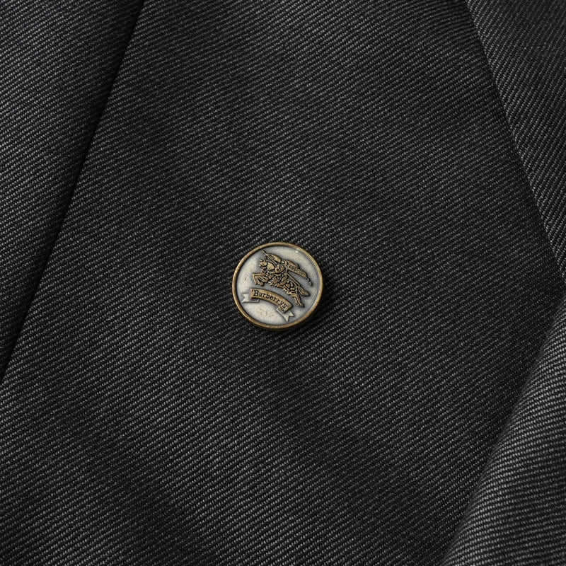 バーバリー ヴィンテージ ホースロゴ ボタン モヘア混紡 ダブル テーラドジャケット グレー