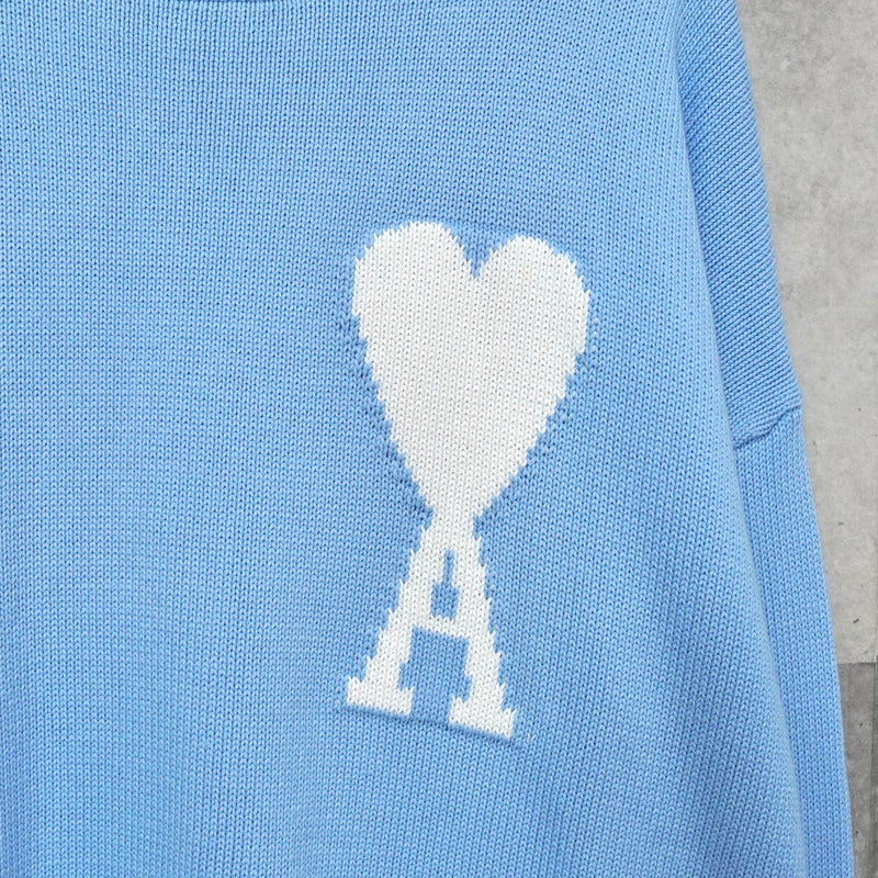 アミパリ アミ パリス ハートロゴ ニット ブルー