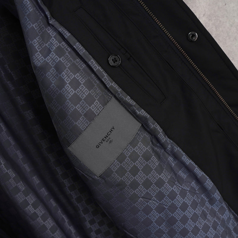 ジバンシィ パンチング フェイクレザー切り替え メンズ ナイロンジャケット ダークネイビー