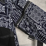 サカイ × レインスプーナー バンダナ柄 ジッパー ダウンジャケット ネイビー / ブラック