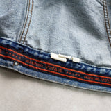 バレンティノ ジーンズ ヴィンテージ Vロゴ ボタン 刺繍 デニムジャケット ブルー