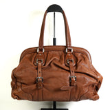 プラダ トライアングルロゴ レザー ドクターズバッグ ハンドバッグ ブラウン