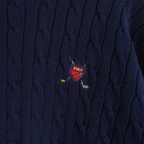 ポロ ゴルフ ラルフローレン ワンポイント ロゴ ケーブル編み ニット ネイビー