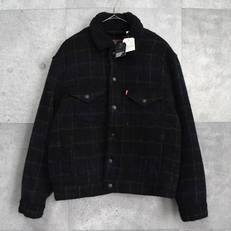 リーバイス チェック柄 ボア裏地 ウールジャケット ブラック / グリーン タグ付き未使用品