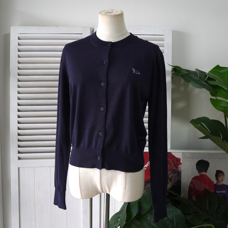 メゾンキツネ フォックスパッチ カーディガン ネイビー レディース