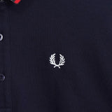Fred Perry logo embroidered short sleeve polo shirt in navy and red