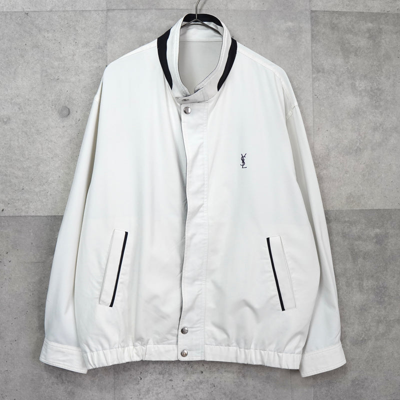 イヴ サンローラン ヴィンテージ YSLロゴ ブルゾン ジャケット ホワイト / ネイビー