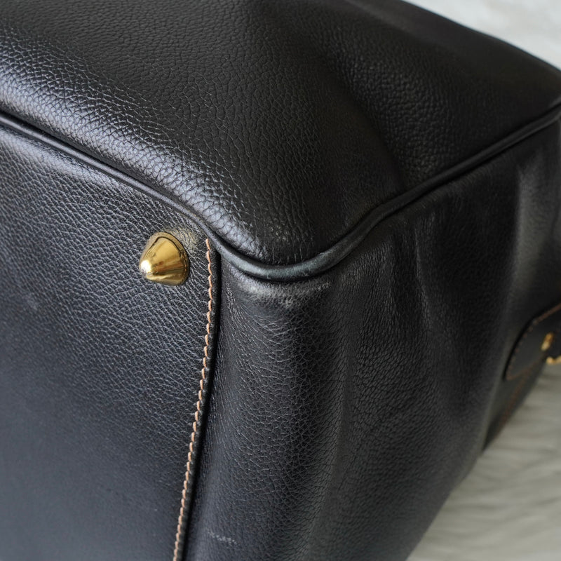 Dunhill Leather 2-Way Boston Bag in Black