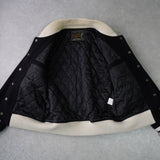 ヒステリックグラマー ガール ワッペン レザー切り替え ウール スタジャン ブラック