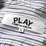 プレイ コムデギャルソン ハートロゴ ストライプ柄 長袖シャツ ブルー / ホワイト
