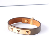 エルメス アスドゥクール GP / レザーブレスレット Z刻印 T2 グレージュ×ゴールド レディース