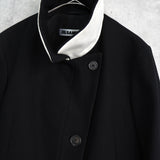 ジルサンダー レザー切り替え 変形 前立て ウールコート レディース ブラック / ホワイト