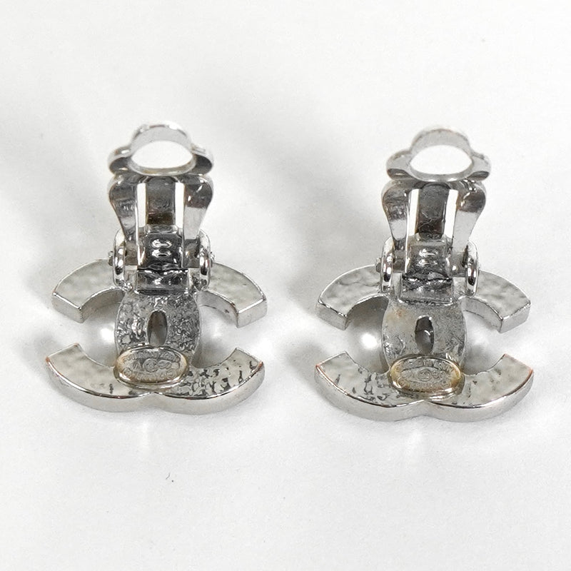 シャネル ココマーク ラインストーン イヤリング シルバー