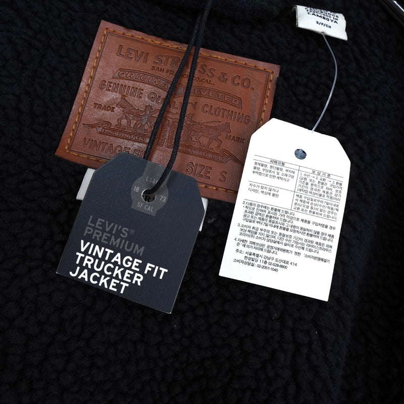 リーバイス チェック柄 ボア裏地 ウールジャケット ブラック / グリーン タグ付き未使用品