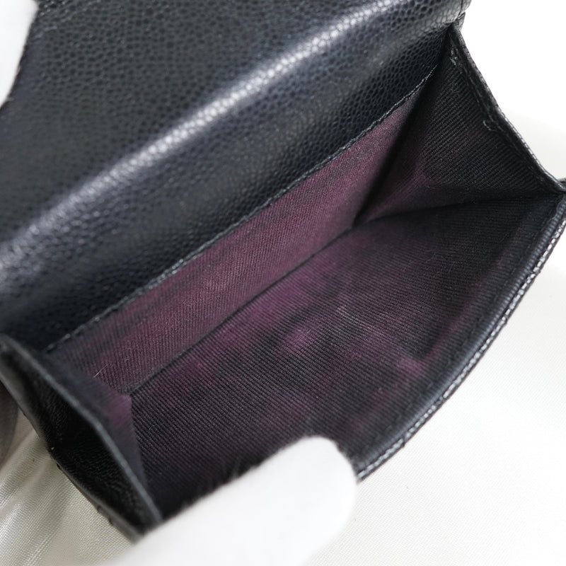 シャネル ココマーク マトラッセ キャビアスキン 三つ折り財布 ブラック A番台8桁