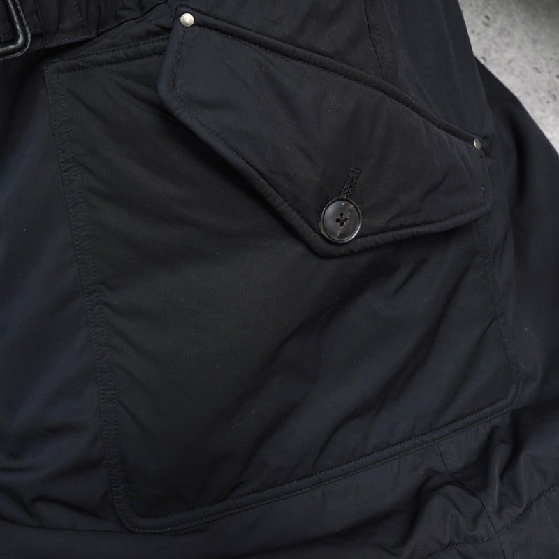 ポロ バイ ラルフローレン レザー切り替え フーデッド 中綿ジャケット コート ブラック