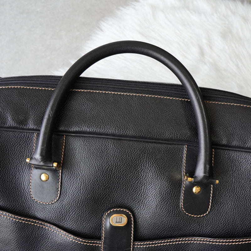 Dunhill Leather 2-Way Boston Bag in Black
