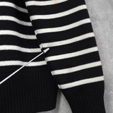 アミパリ アミ パリス ハートロゴ ボーダー ニット ブラック