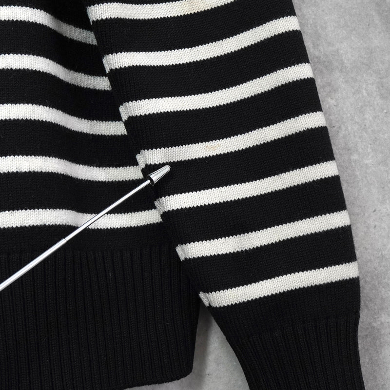 アミパリ アミ パリス ハートロゴ ボーダー ニット ブラック