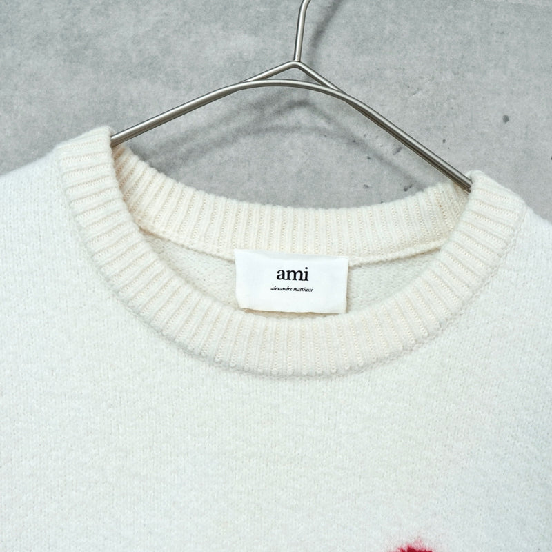 アミパリ アミ パリス ハートロゴ ニット アイボリー レディース