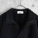 ストーンアイランド コンパスバッジ ハーフジップ ガーメントダイ スウェット ブラック メンズ