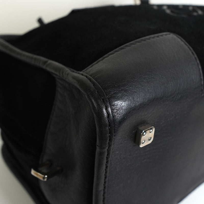 ロエベ アマソナ28 スエード / レザー ハンドバッグ ブラック