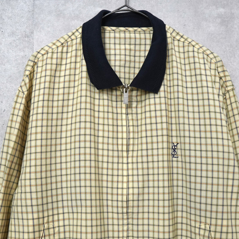 Yves Saint Laurent チェック柄 ブルゾン イヴ サンローラン ヴィンテージ YSLロゴ チェック柄 ブルゾン