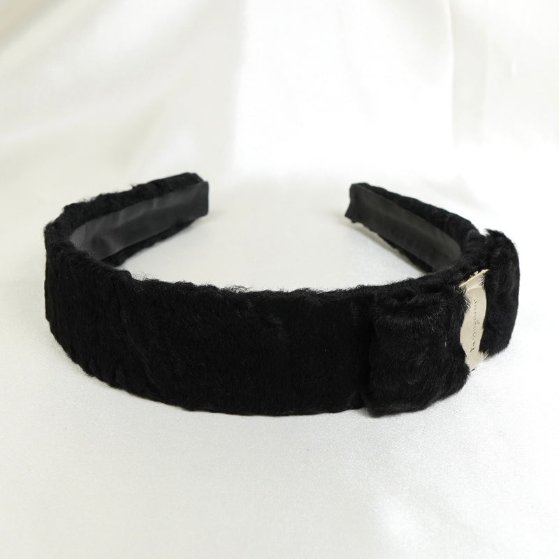 サルバトーレ フェラガモ ヴァラ リボン ファー カチューシャ ブラック