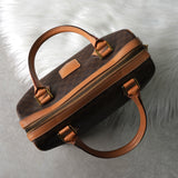 セリーヌ マカダム PVC レザー ミニボストンバッグ ハンドバッグ ブラウン