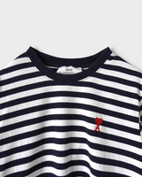 アミパリ アミ パリス ハートロゴ ボーダー Tシャツ ブラック ホワイト S メンズ レディース