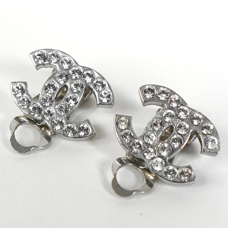 シャネル ココマーク ラインストーン イヤリング シルバー