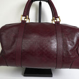 セリーヌ マカダム レザー 型押し ミニ ボストンバッグ ボルドー