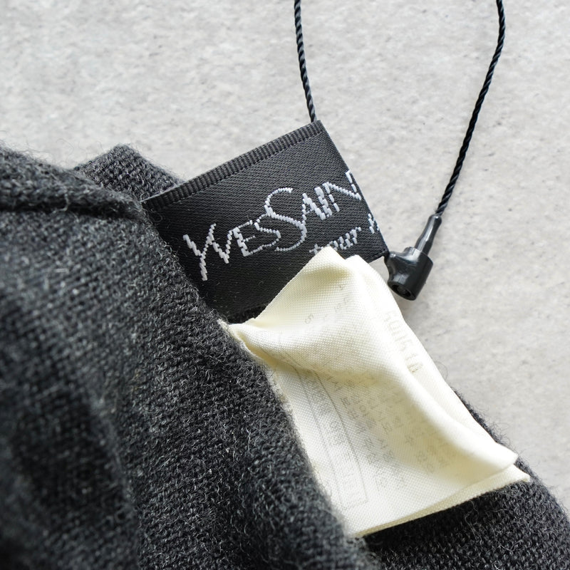 イヴ サンローラン ヴィンテージ YSLロゴ モックネック ニット グレー