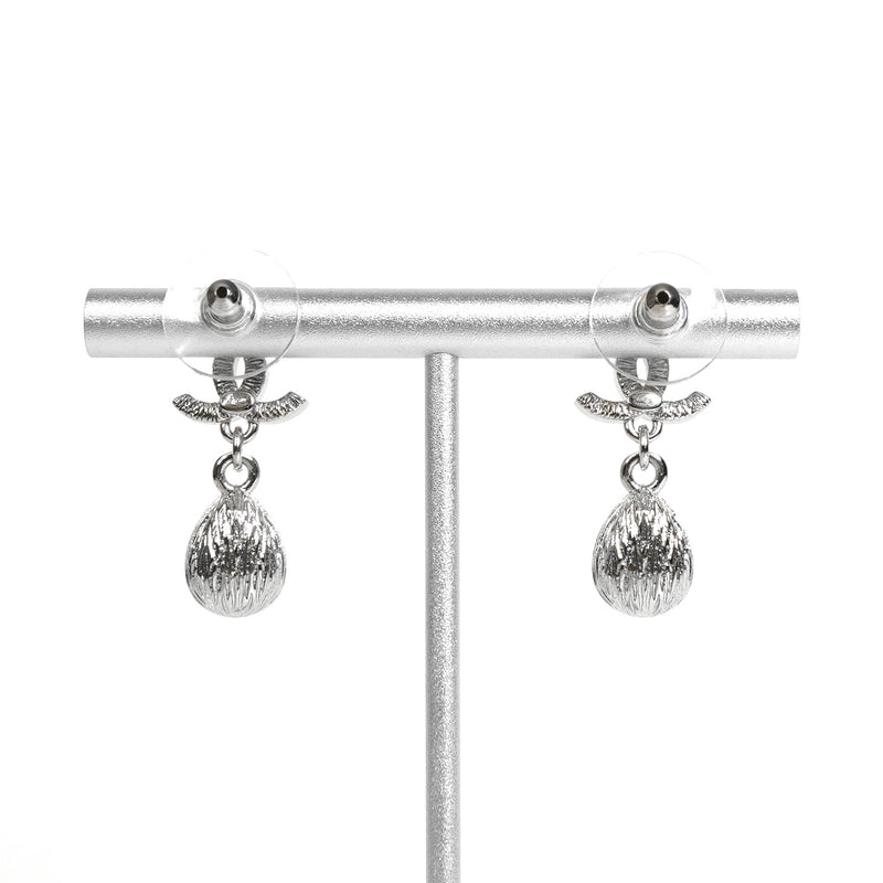 シャネル ココマーク ラインストーン スイング ティアドロップ ストーン ピアス シルバー