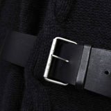 セリーヌ ヴィンテージ カシミア ケーブル ニット レディース チャコールグレー レザー ウエストベルト付き