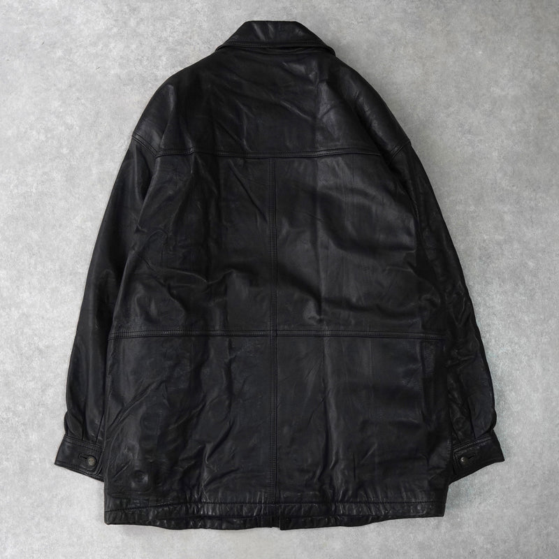 イヴ サンローラン ヴィンテージ エンボス YSLロゴ レザージャケット レザーブルゾン ブラック